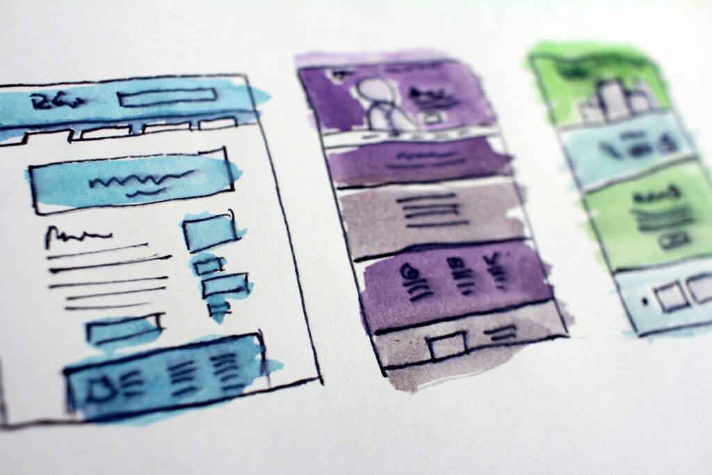 Bocetos de wireframe de estructura de páginas web