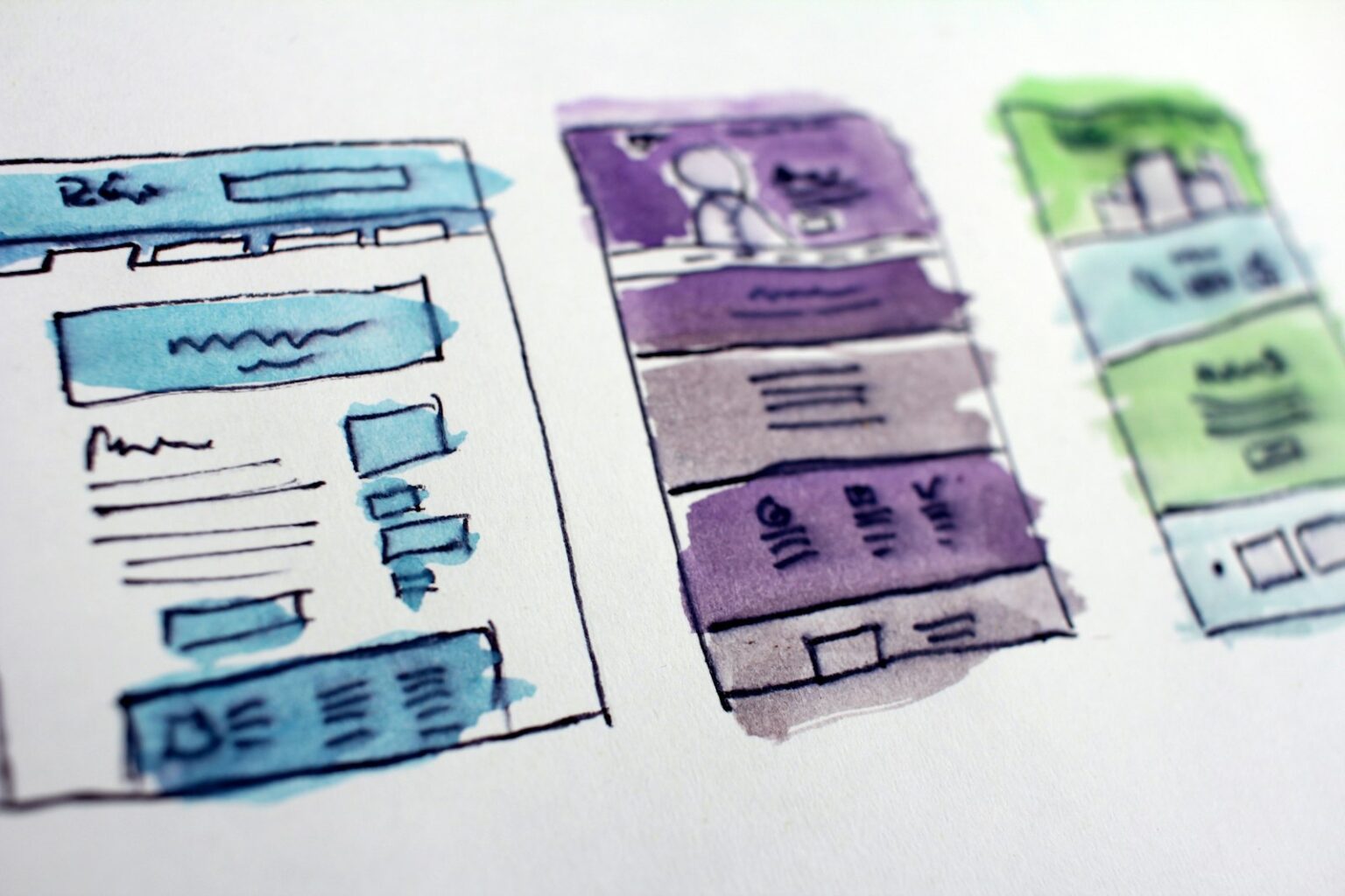 Bocetos de wireframe de estructura de páginas web